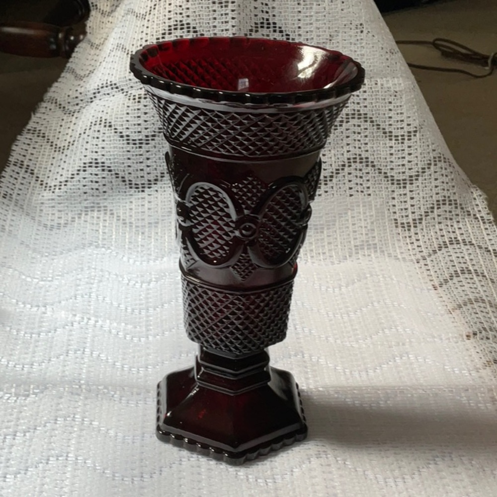Cape Cod 1876 Ruby Red Glass Vase - Picture 2 of 9